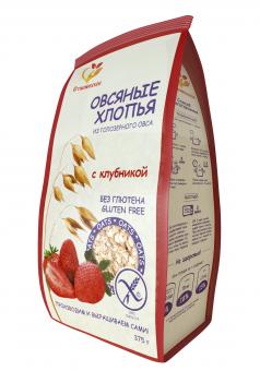 Haferflocken Stashevskoe aus nacktem Hafer ohne Gluten mit Erdbeeren, 375g 