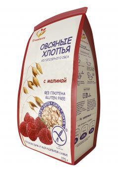 Haferflocken Stashevskoe aus nacktem Hafer ohne Gluten mit Himbeeren, 375g 