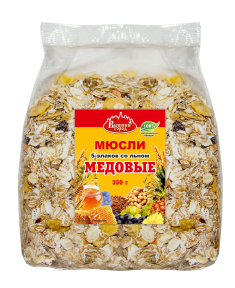 Müsli "Vyshny Gorod" Honig 5-Müsli mit Flachs, Packung 350 gr. 