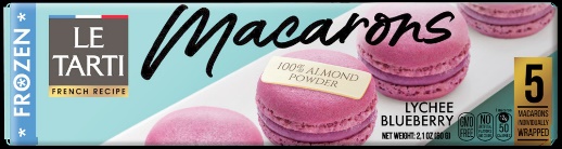 Le Tarti Macarons Gefroren mit Heidelbeer-Litschi-Geschmack, 60g 